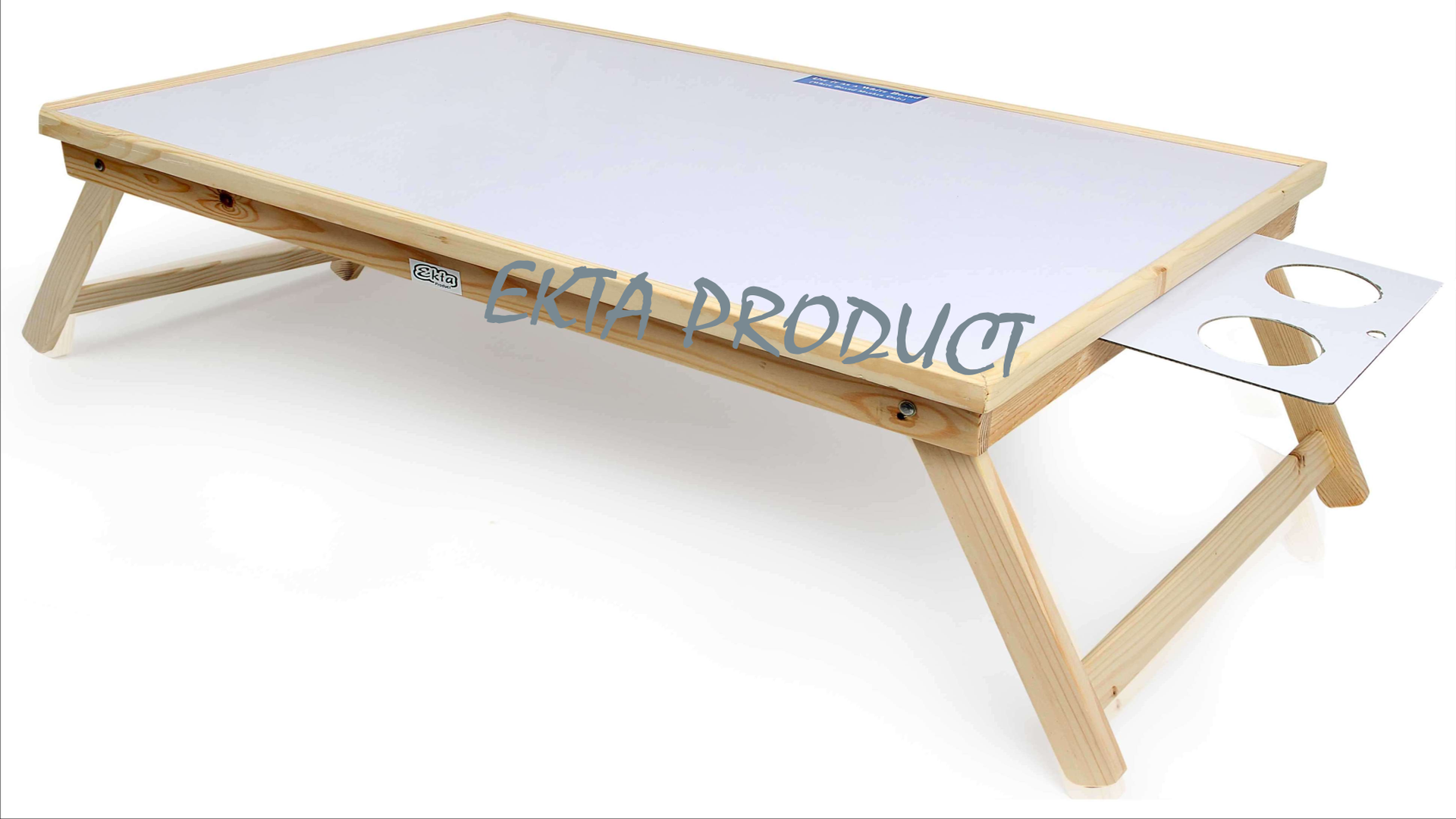 Ekta Product Large White Wooden Folding Laptop Table with Whiteboard Foldable and Portable Multi Purpose Laptop Table Study Table Bed Table Ergonomic and Rounded Edges Breakfast in Bed Table